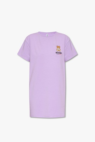 T shirt Moschino Under Bear abito viola taglia M prezzo di ricambio £150
