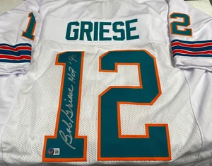 BOB GRIESE #12 DOLPHINS HOF 90 SIGNED AUTOGRAPHED CUSTOM WHITE JERSEY BECKETT - Picture 1 of 7