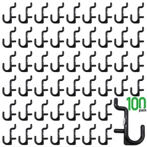 Pegboard Hooks Kit Pegboard J Hook Assortment 100pk Black Peg Hooks - Picture 1 of 7