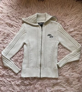 Suéter Harley Davidson Cuello Chal Cremallera Motociclista Informal Pequeño Blanco/Marfil - Imagen 1 de 10