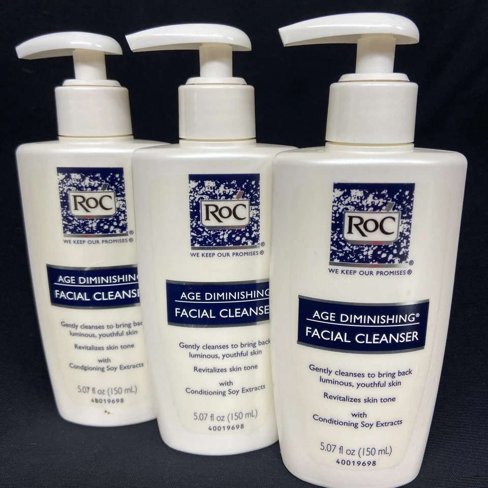 3 RoC Limpiador Facial Disminuyente Edad Acondicionador Extractos de Soja 5oz Ea Raspado Foto 1 de 1