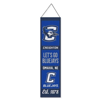 Creighton Bluejays History 8x32 Inch Vertical Wool Embroidered Hanging Banner - Image 1 of 4