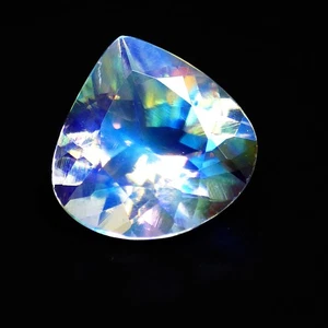 Pietra di Luna Arcobaleno Sfaccettata Naturale 1,83 Ct Cuore Pera Glamour Top Grade (9 x 9) - Foto 1 di 7