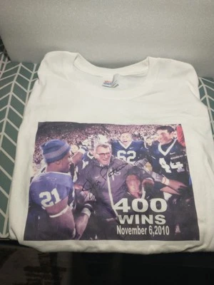Authentic Joe Paterno Autograph T-SHIRT XL 400 Wins - Image 1 of 4