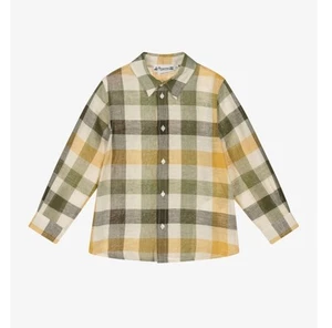 Bonpoint Boys Green Linen & Cotton Check Shirt size 4 - Picture 1 of 1