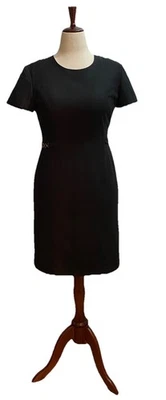 Talbots Petites Sheath Dress Womens Size 10 Black 80% Cotton 20% Silk Knee Foto 1 de 4