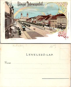 Hungary Postcard of Downtown Szeged Street Scene with Rainbow and Churches - Picture 1 of 1