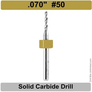 .07" #50 .070" Carbide Drill Bit 1/8" Shank  One Piece - Premium Carbide Drill - Picture 1 of 5