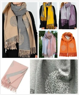 LAVIE WINTER Soft Reversible Thick Dark Pink Mulberry Tree Print Fashion Scarf Shawls