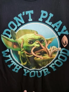 Star Wars The Mandalorian Grogu “Don’t Play With Food” Premium T-Shirt Size M R2 - Picture 1 of 5