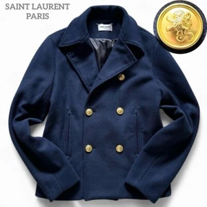 SAINT LAURENT PARIS Hedi Slimane Pea Coat 2012 Gold buttons Auth TS1 - Picture 1 of 11