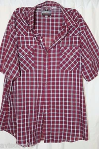 Plains Western Wear Rockabilly Maroon Red White Plaid Pearl Snap Shirt Men's XL - Picture 1 of 4