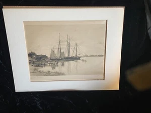 16x20" Art Print "Quiet Waters" signed C.H. Harris Lithograph Unframed Matted - Picture 1 of 6