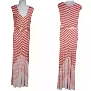 Jessica Simpson Maxi Tank Dress Red White Chevron Striped Ombre Size M - Picture 1 of 11