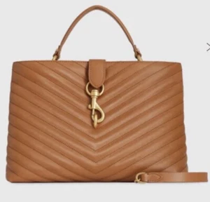 Rebecca Minkoff Edie Purse Top Handle Satchel Caramello Brown Quilted Purse NEW - Picture 1 of 7