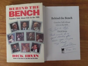 Broadcaster DICK IRVIN signed BEHIND THE BENCH 1993 Book Hockey Night In Canada - Picture 1 of 2