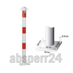 Absperrpfosten rund 60mm mit Ösen und Halteplatte, Poller Wegsperre Pfosten - Bild 1 von 7
