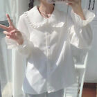 Japanese Style Women Peter Pan Collar Shirt White Lolita Teenager Student Tops