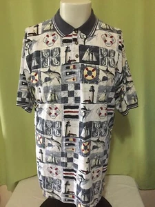 Knights Sportswear Men’s Fishing Nautical Themed Polo Shirt Size Medium Swordfis - Picture 1 of 3