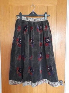 Gonna midi vintage Guus Ligthart in velluto taglia 8 lunga 28,5" - Foto 1 di 6