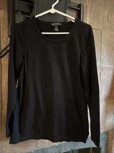 INC International Concepts Womens Black Cotton Crew Neck Pullover Sweater Size L - Picture 1 of 4