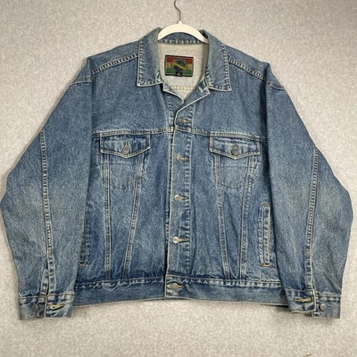 Vintage Structure Jean Jacket Mens XL Blue Denim Trucker Type 2 Medium Wash 90s - Image 1 of 4