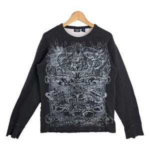 Vintage Y2K Demon Graphic Canyon River Blues Thermal Long Sleeve Shirt Medium - Picture 1 of 9