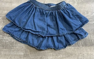 Hanna Andersson Denim Blue Tiered Mini Skirt Jean Y2K Fall Kids Girls Size 5 - Picture 1 of 3