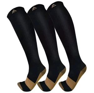 Paquete de 3 calcetines de compresión de cobre FuelMeFoot calcetines de compresión para mujer y hombre L/XL - Imagen 1 de 5