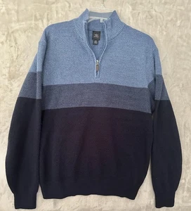 Dockers Sweater Mens Large Blue Gray Colorblock Half Zip Pullover Acrylic - Picture 1 of 8