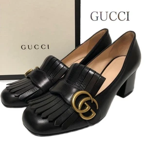 Gucci Marmont Mocasines Tacones Zapatos Negros Talla 36.5 EE. UU. 6.5 Mujeres - Imagen 1 de 13
