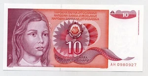 Yugoslavia 10 Dinara 1-9-1990 Pick 103 UNC Uncirculated Banknote - Picture 1 of 2