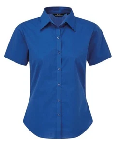 Premier Short Sleeve Poplin Blouse / Plain Work Shirt PR302 Royal Blue - Picture 1 of 1