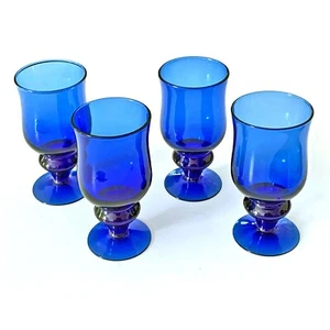 Cobalt Blue Stemware, Wine or Water Glasses, 10 oz. Capacity, Set of 4 - Picture 1 of 3