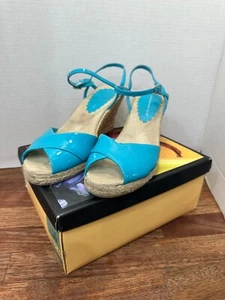 Fioni Keilabsatz-Sandalen Riemchen türkis Damengröße 8 NEU - Bild 1 von 9