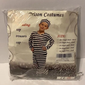 Prisoner Jail Costume Kids Halloween Dress Up Cosplay Pretend Size 9/10 years - Picture 1 of 4
