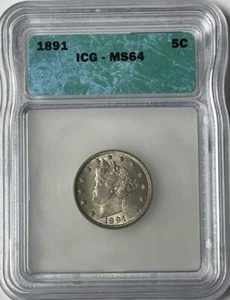 1891 Liberty V-Nickel - ICG - MS-64 - Wholesale! - Picture 1 of 2