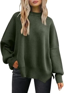 LILLUSORY Women's Sz M Army Green Oversized Batwing Ribbed Knit Sweater NWT - Picture 1 of 5