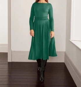 Vestido Boden Catherine Verde Plisado Midi TALLA UK 18R J0748 NUEVO D24 - Imagen 1 de 4