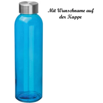 GRAVUR BY LIVEPAC-GESCHENKELT Trinkflasche mit Namensgravur - aus Glas - Füllmenge: 500ml - Farbe: blau