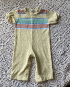 Yellow One Piece Jumpsuit Vintage 9 Months by Healthtex Made in USA, Cute Gift! - Picture 1 of 4