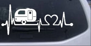 Camper Camping Travel Trailer Heartbeat Lifeline Car Truck Window Decal Sticker - Foto 1 di 32