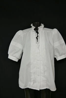 Gr.40 Trachtenbluse weiß Bluse für Dirndl Baumwollmischung mit Spitze TB10129 - Bild 1 von 4