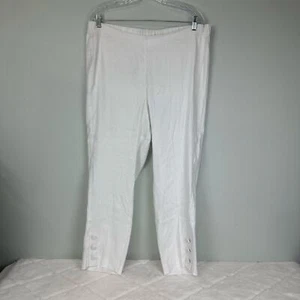 J Jill White Linen Blend Straight Leg Pants With Side Buttons Sz 1X NEW Beachy - Picture 1 of 11
