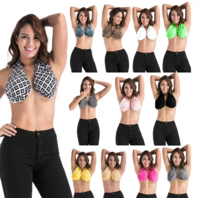 Comfortable Crop Top Casual Neck Halter Bra Women Towel Bra Bandeau Vest Bra - Image 1 of 4