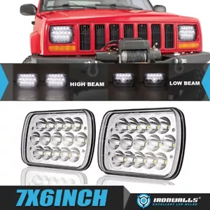 Par de faros LED cromados blancos haz alto/bajo 7X6" para Jeep Wrangler YJ 1987-1995 - Imagen 1 de 10