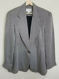 Emanuel Ungaro Jacket Black/White Notched Collar One Button Lined Size 12/46