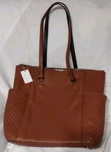 Neu mit Etikett Vera Bradley große gesteppte Ledertasche 24642 M77 klassisch mokka - Bild 1 von 11