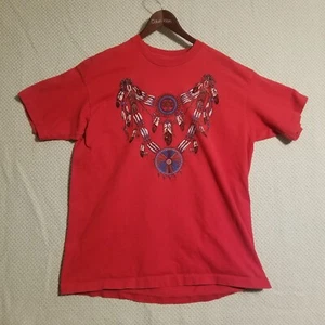 vintage native american dream catcher T Shirt Size XL Red 90s Sparkle - Picture 1 of 11