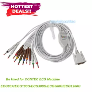 Sensor reutilizable de cable ECG de 12 cables ECG, plátano a presión para máquina CONTEC ECG - Imagen 1 de 4